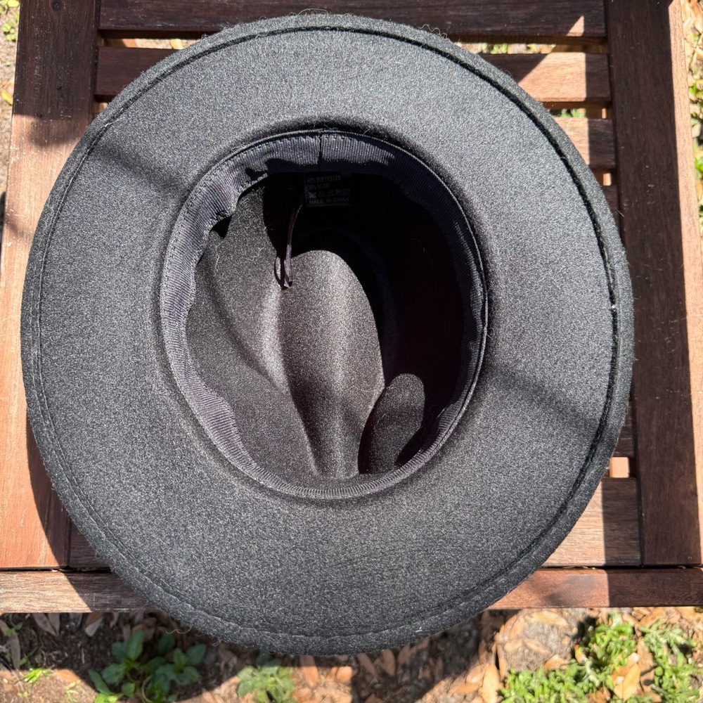 Black Polyester Wool Fedora Adjustable One Size F… - image 7